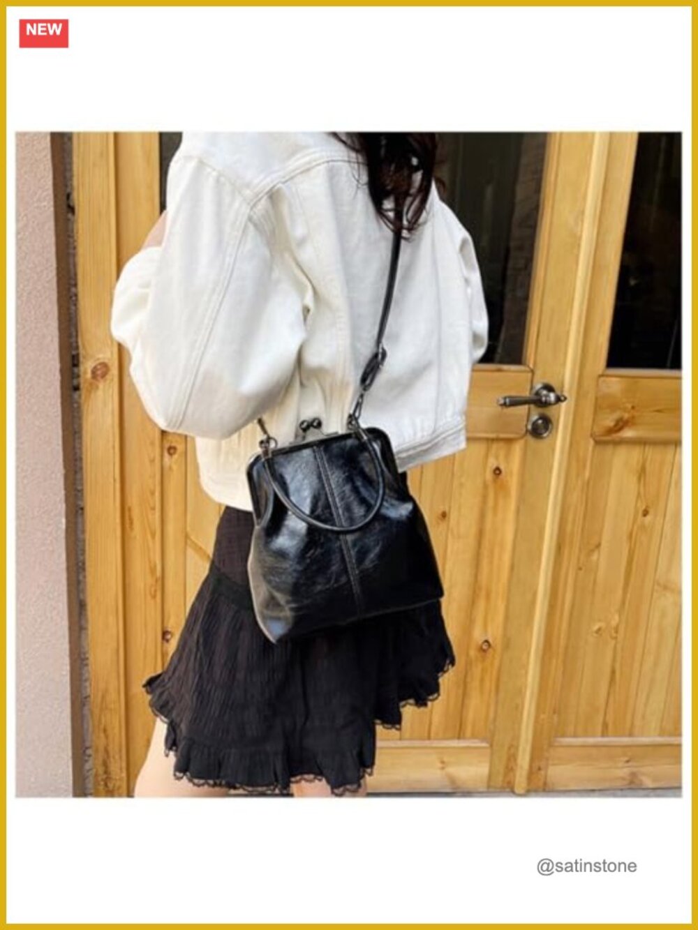 PU Leather Kiss Lock Crossbody Bag Hobo Shoulder Purse Tote - Picture 2 of 6
